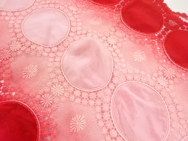  ビロードレース花模様ショール